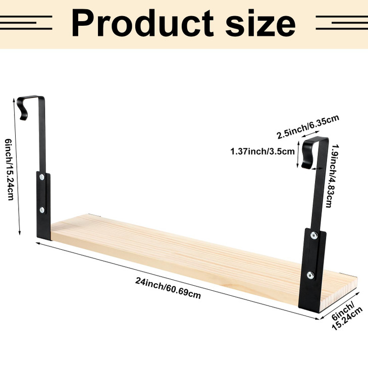DoubleFill Office Cubicle Shelf 24" Wood Hanging Cubicle Storage Organizer File Hanging Shelf Accessories Storage Organizer Bookshelf with Hooks for