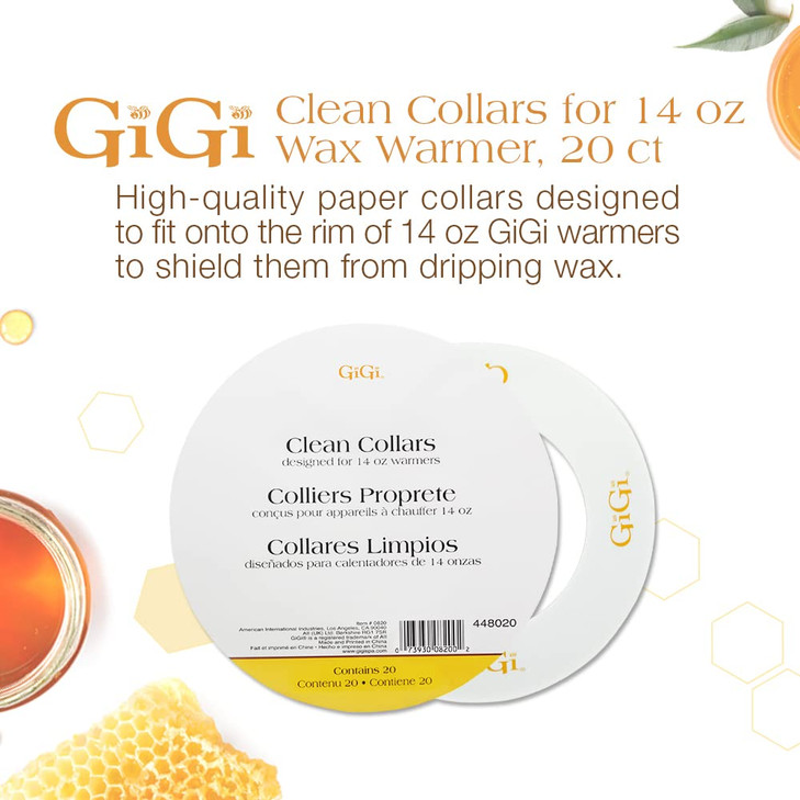 Gigi Wax Warmer Collars - Disposable Waxing Collars for 14 Oz Wax Warmer - No Mess Hair Removal Protection - Easy Cleanup for Salon & At-Home Use, 20