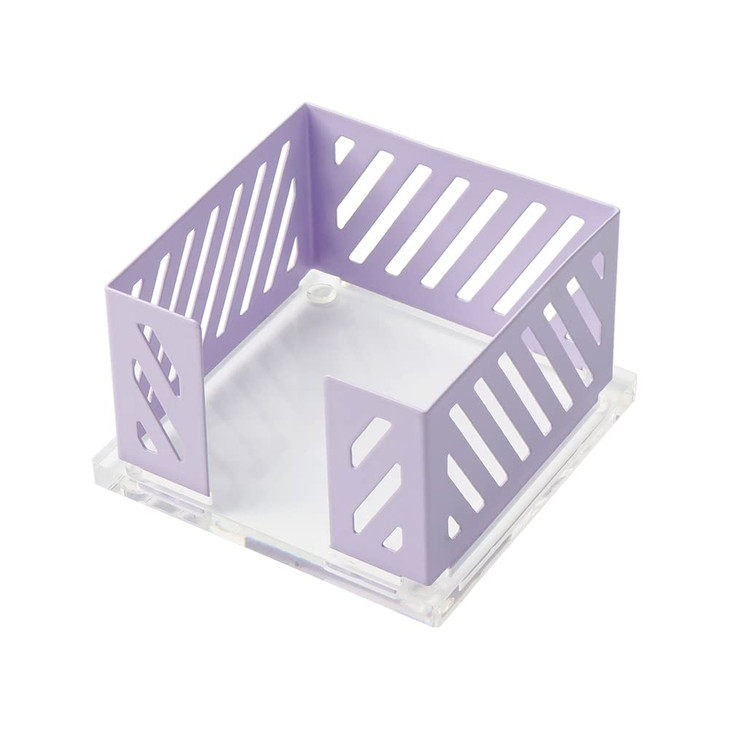 Sticky Note Holder Memo Pad Cube Dispenser 3.5 x 3.5Inch Notepad Holder Acrylic Base Purple Metal Mesh Desk Organizer for Home Office Supplies (Purpl