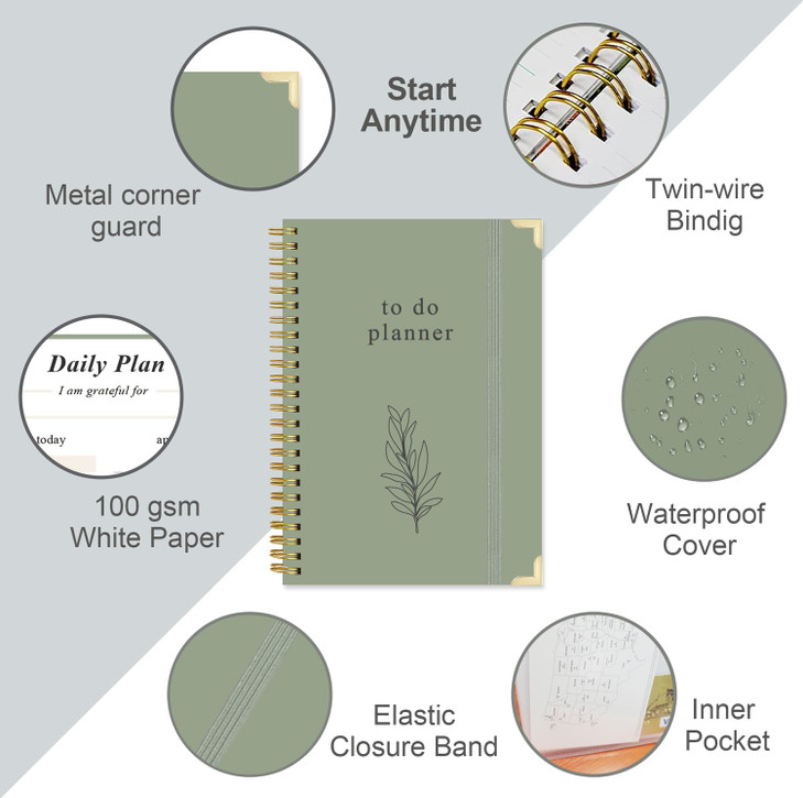 To Do List Notebook - Aesthetic Daily Planner to Easily Organize Your Tasks And Boost Productivity - Undated Planner for School or Office Supplies, 5