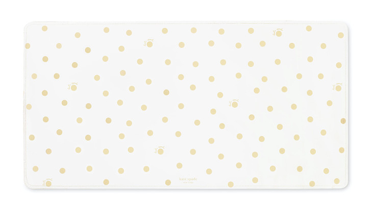 Kate Spade New York Decorative Desk Pad, Vegan Leather Keyboard and Mouse Pad for Desktop, Gold Dot with Script