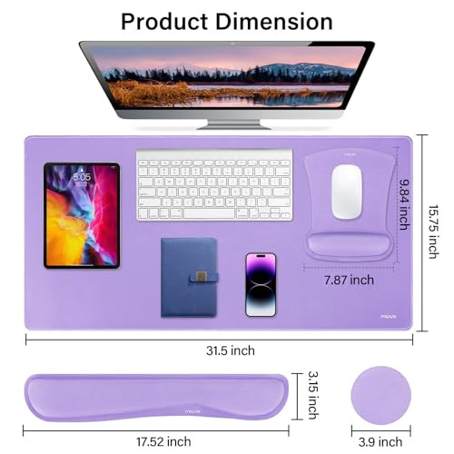 MOSISO Keyboard Mouse Pad Set, Large Gaming Mousepad&Keyboard Wrist Rest&Mouse Wrist Rest&Coaster, Ergonomic Non-Slip Mousepad&Easy Typing Cushion wi