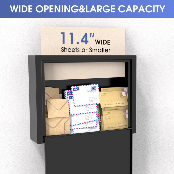 MaxGear Metal Suggestion Box with Lock and Slot, 3W x 10H x 13L Inch Wall Mounted Locking Mailbox for Office, Ballot Box with 2 Keys for Payments, Id
