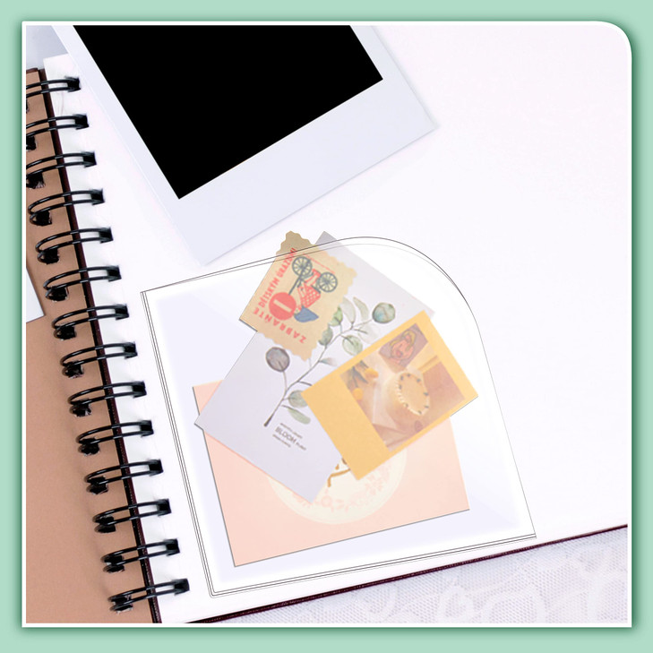 Eersida 10 Sets Clear Corner Pockets 4.5 x 4.5 Inch Adhesive Pockets for Planners with Double Faced Adhesive Tape for Adds Extra Storage Space to Fol