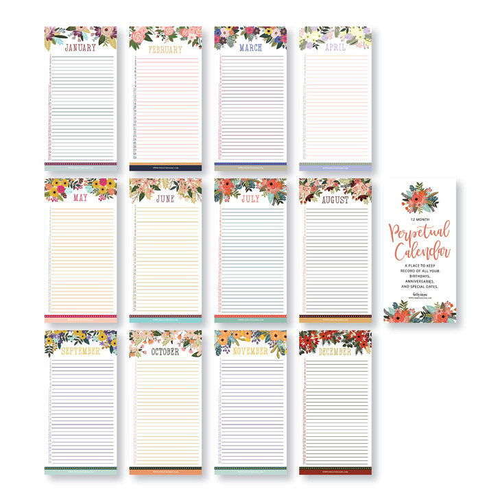 Hadley Designs Floral Perpetual Birthday, Anniversary, Special Event Reminder Calendar Book Journal for Important Family Date Remembrance Wall Hangin