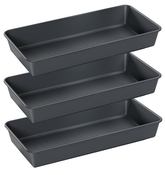 3PCS Large Plastic Drawer Organizer, 12" X 6" Desk Drawer Organizer and Storage Trays, Large-size Storage Bins, Organization and Storage Container fo