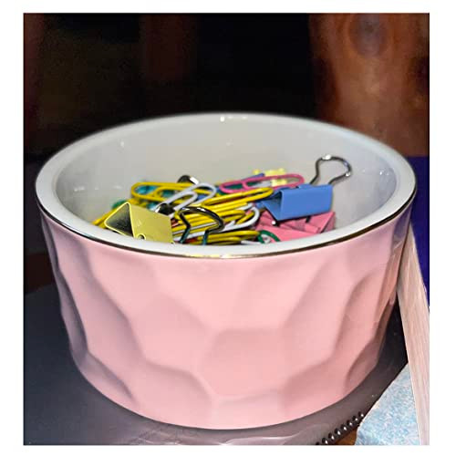 Aewill Ceramic Paper Clip Holder Ceramic Paper Clip Dispenser Organizer for Office Desk Binder Clip Holder (Pink)