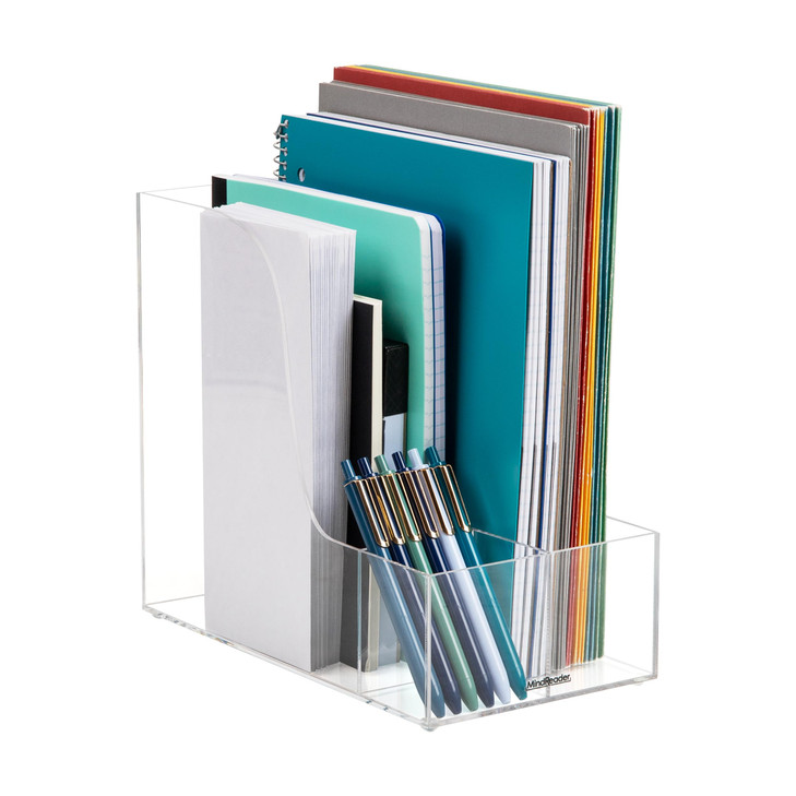 Mind Reader Vertical File Storage, Desktop Organizer, Magazine Holder, Office, Acrylic, Clear
