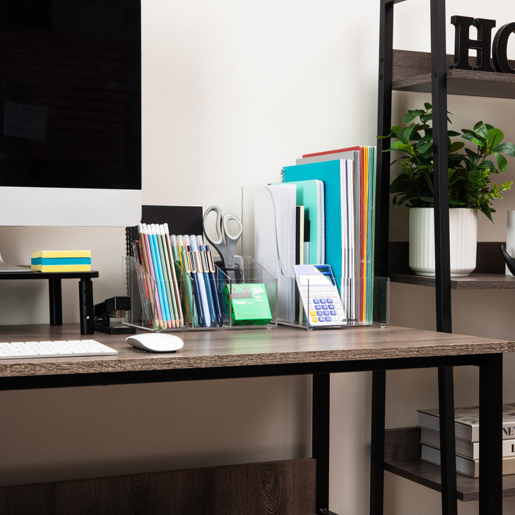 Mind Reader Vertical File Storage, Desktop Organizer, Magazine Holder, Office, Acrylic, Clear