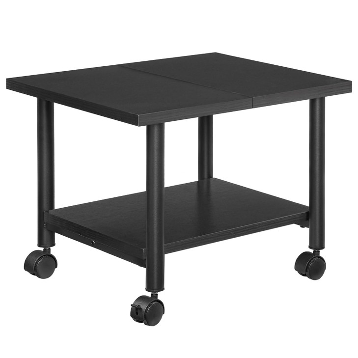 HOOBRO Printer Stand, 2-Tier Industrial Under Desk Printer Cart with Shelf, Mobile Heavy Duty Storage Rack on Wheels for Home, Office, Black BB02PS01