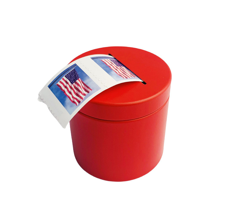 KUQILEY Postage Stamp Dispenser - Stamp Roll Dispenser Red Iron can Material Stamp Dispenser Compact and Impact-Resistant for Desk Organization of Ho