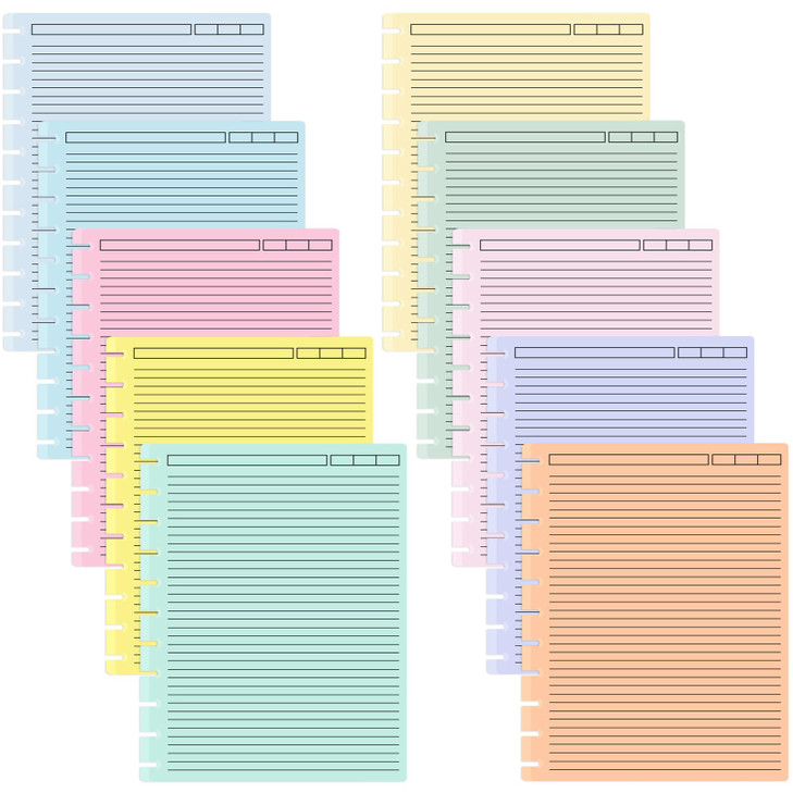 gisgfim 100 Sheets Letter Size Discbound Lined Refill Paper 8.5 x 11 Inch College Ruled Notebooks Planner Inserts 11 Disc Discbound Loose Leaf Paper