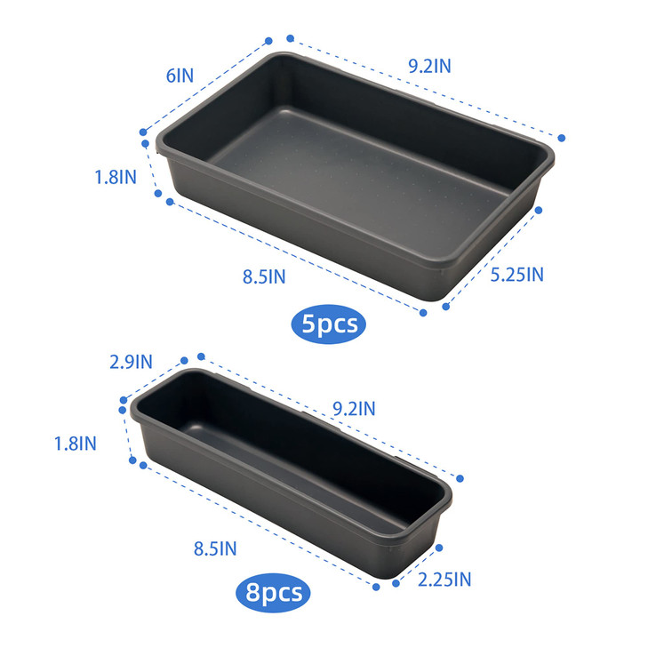 BYCY Office Drawer Organizers Bins Junk Drawer Organizers Tray Storage Dividers for Office Desk Dress Makeup (13pcs 2Size)