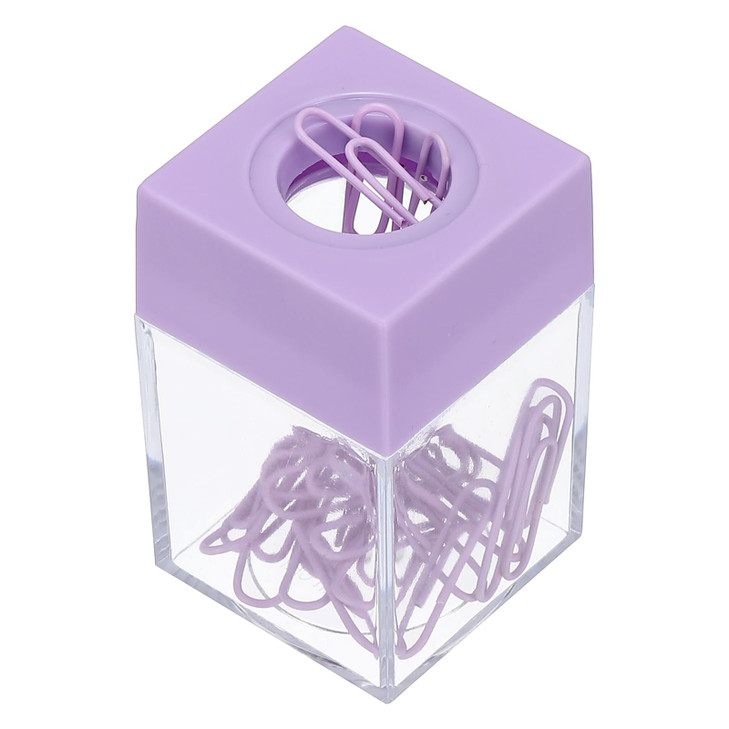 PATIKIL Magnetic Paper Clip Holder Dispenser, Large Capacity Paper Clip Organizers with Magnetic Top for Desk Supplies, Office, Classroom, Home, Purp