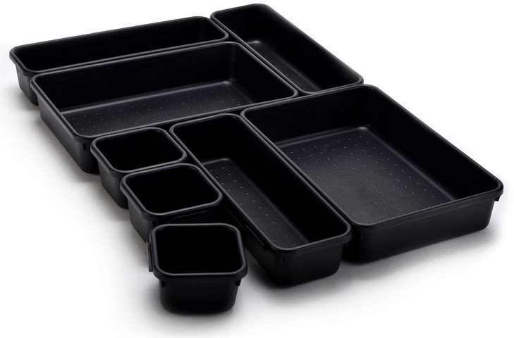 Masirs Interlocking Drawer Organizer Bins, Durable Plastic, Various Sizes for Custom Layout Design, Great for Desk Drawer, Tool Box or Garage Organiz