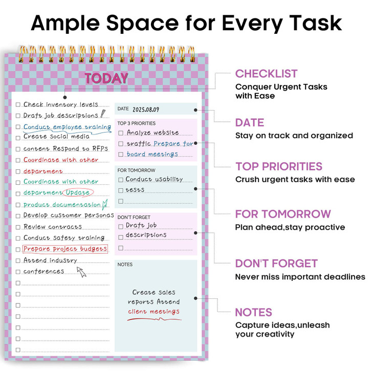 To Do List NotePad, Aesthetic To Do List Notebook for Work With 52 Sheet For Daily Tasks and Goal Setting, Undated Daily Planner Perfect for Office,