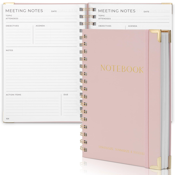 Beautiful Thick Meeting Notebook For Work - Perfect To Keep Track Of +200 Meetings - Stylish And Effective Office Planner Supplies for Women & Men to