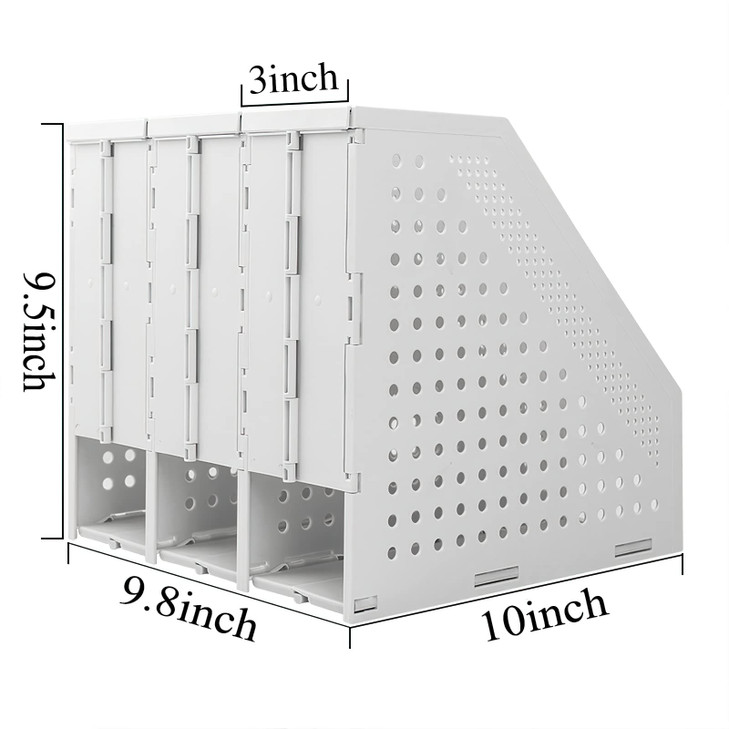 SAYEEC 2Pcs Collapsible Plastic Magazine File Holder Vertical Binder Storage Organizer for Desk Sturdy Upright Desktop Magazine Organizer Folder Rack