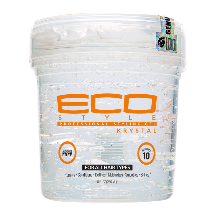 Eco Style Krystal Styling Gel - Adds Body and Shine to all Styles - Moisturizes and Maintains Healthy Hair - Strong, Weightless Hold - Ideal for any