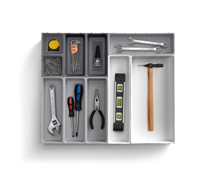 Joseph Joseph Blox 10-Piece Storage Tray Set for Cosmetics, Stationery, Flatware and Utensils, Drawer Organizer, Recycled Plastic