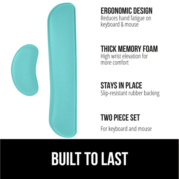 GORILLA GRIP Silky Gel Memory Foam Wrist Rest for Computer Keyboard, Mouse, Ergonomic Design for Typing Pain Relief, Desk Pads Support Hand, Arm, Mou