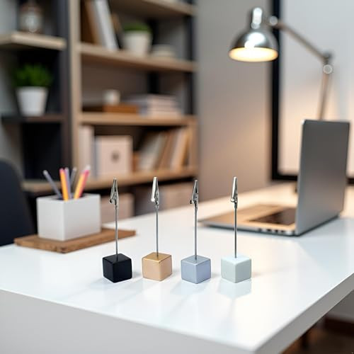4 Pcs Memo Clip Holders Stand with Alligator Clasp Pictures Card Paper Note Clip for Office Home Use, Paper Stand for Desk, Office Memo Holders