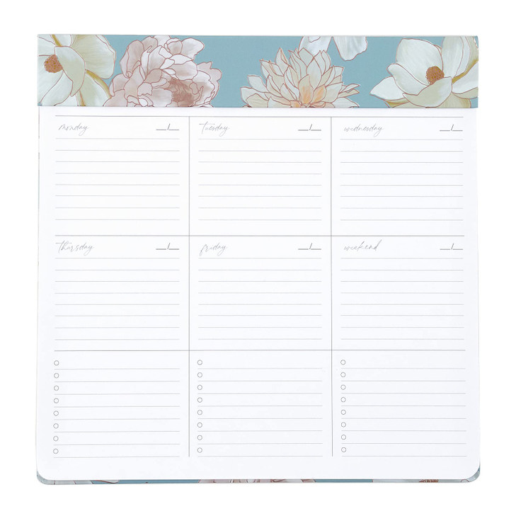 Designer Schedule Pad - Flora. 52 Perforated Sheets. 10" x 10". Weekly Schedule Organizer Planner Pad with To-Do Lists and Notes Sections by Erin Con