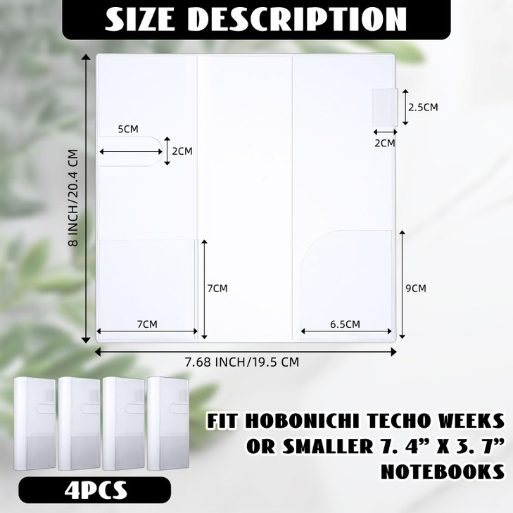 Humyoun 4 Pieces Clear Plastic Cover for Weeks, 8.03 x 7.78 Inches Planner Cover Protector Transparent PVC Notebook Strong Plastic Protecting Sleeves