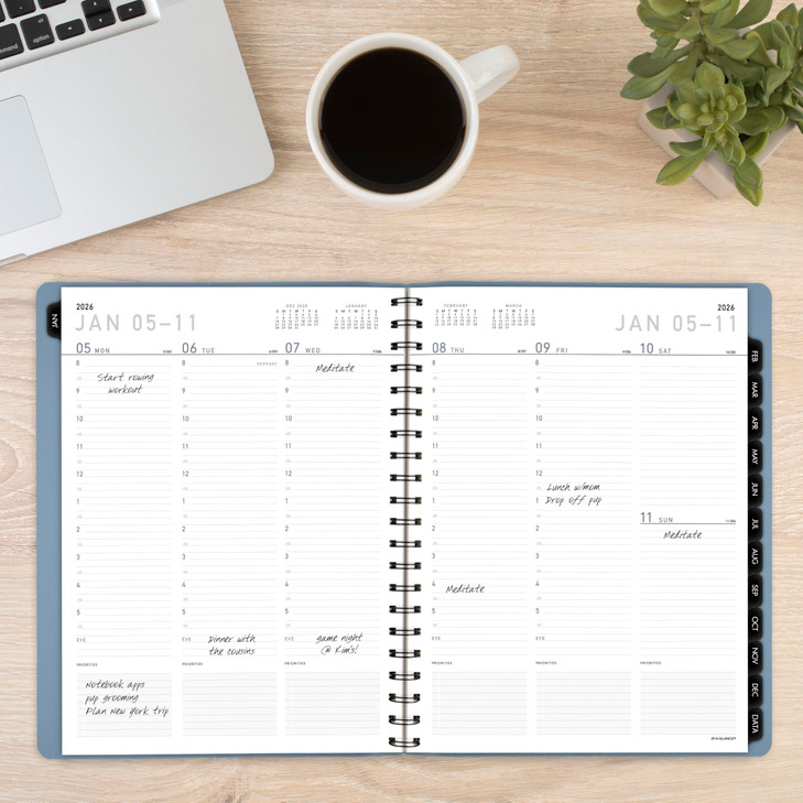 AT-A-GLANCE 2026 Planner, Weekly & Monthly, 8.25" x 11", Large, Contemporary Lite, Slate Blue (70940X2026)