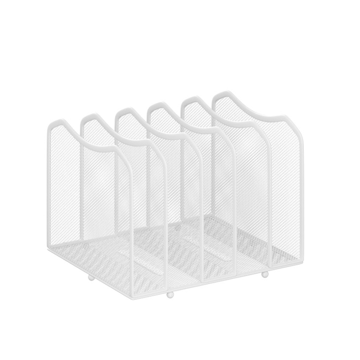 Simple Trending Mesh Desktop File Sorter Organizer, 5-Section Bookshelf for Desk Home Office, White