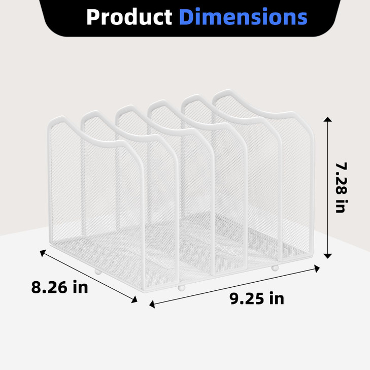 Simple Trending Mesh Desktop File Sorter Organizer, 5-Section Bookshelf for Desk Home Office, White