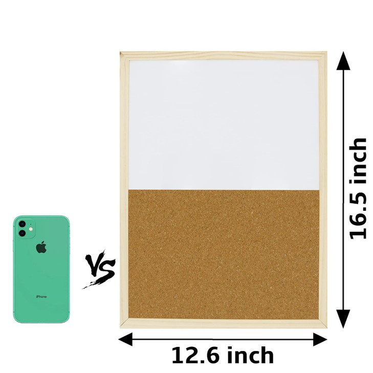 OWLKELA Dry Erase Cork Board 16.5"x12.6", Notice Pin Board, Memo Board, Vision Board, Bulletin Board for Office, Classroom or Home, Mounting Hardware