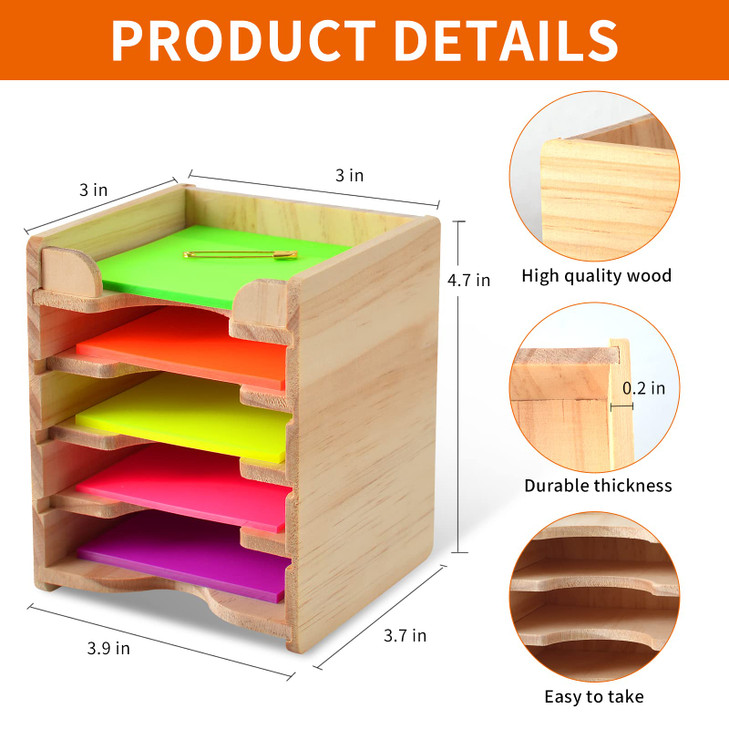 Sticky Note Holder Sticky Note Organizer 3x3 Wood Sticky Notes Holder Desktop Non Sticky Notes Sticky Notepad Organizer for Office Home School Desk