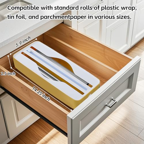 Sonile Dual-Slot Multifunctional Kitchen Cutter | For Cling Film, Aluminum Foil, and Parchment Paper Storage & Cutting | Easily Cut Two Materials at