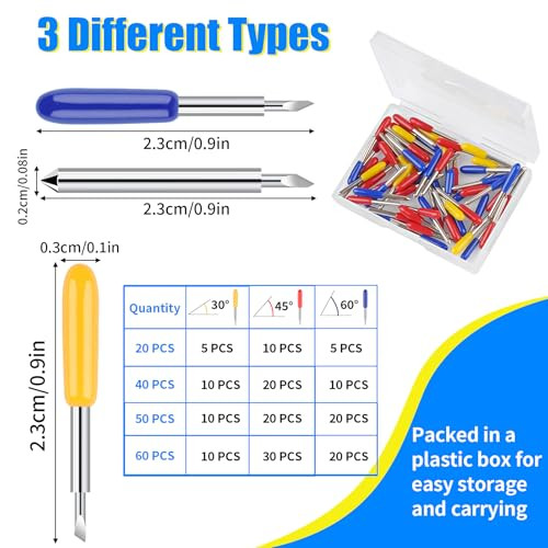 40 PCS Replacement Cutting Blades, Fine Point Blade Compatible with Explore Air 2/Air 3/Maker/Maker 3, 20 PCS Standard Blades, 10 PCS Deep Cutting Bl