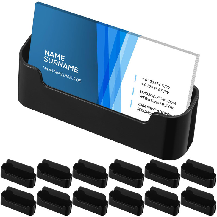 Watersay 12 Pcs Acrylic Black Business Card Holder Display Business Card Holder for Desk Display Holder Stand for Desktop Office Home Supplies Fits 3