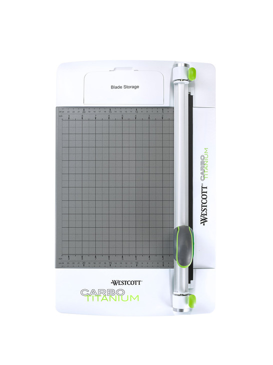 Westcott 12" CarboTitanium 45mm Rotary Metal Base Trimmer, White, Green (16718)