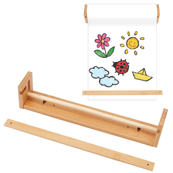 OLYCRAFT Wall Mount Kraft Paper Roll Holder for 12-Inch Paper Wooden Easel Paper Roll Holder Kraft Paper Roll Dispenser Kraft Paper Roll Display for