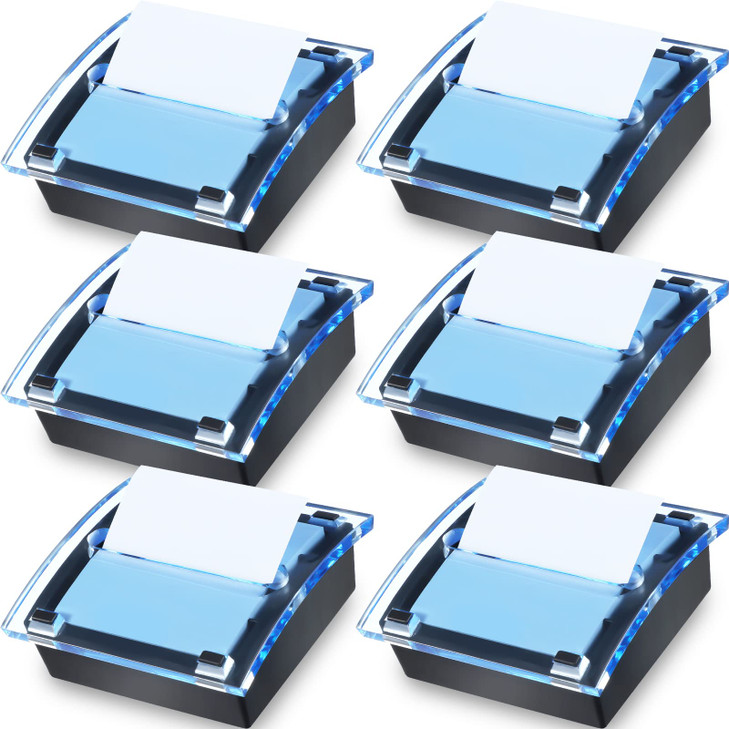 Mimorou 6 Pcs Pop Up Note Dispenser Sticky Note Holder Dispenser Posted Holder Container Black Base Transparent Top for 3 x 3 Inch Sticky School Offi