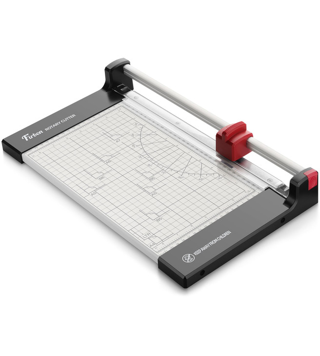 Firbon 12" Rotary Paper Trimmer with Replaceable Blade, Heavy Duty 10-Sheet Capacity Cutter for Cardstock, Photos, Scrapbooking, Office, School & Stu