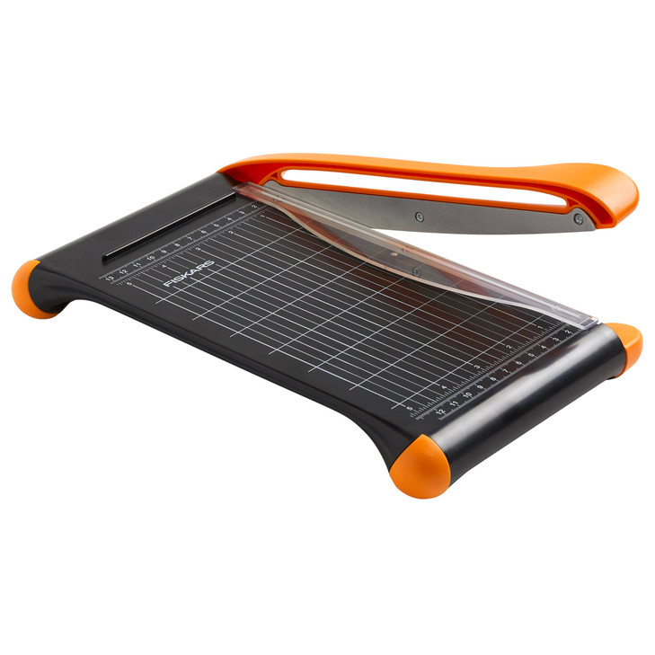 Fiskars Recycled Bypass Guillotine Paper Cutter - 9" Cut Length - Craft Paper, Cardstock and Photo Trimmer - Suitable for Traveling - Self-Sharpening