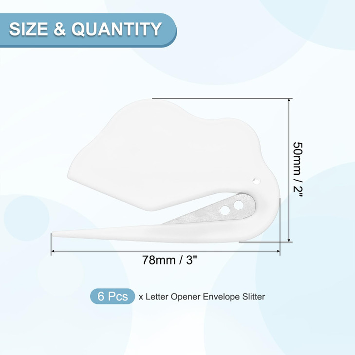 PATIKIL Letter Opener Envelope Slitter, 6Pcs Mail Slitter Safe Mail Opener for Women Paper Postal Package Home Office, White