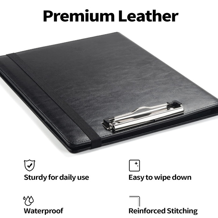 Sooez Padfolio Clipboard, Portfolio Organizer with Notepad, Premium PU Leather Clipboard Folder for Legal Pad, Versatile Clipfolio with Storage, Lett