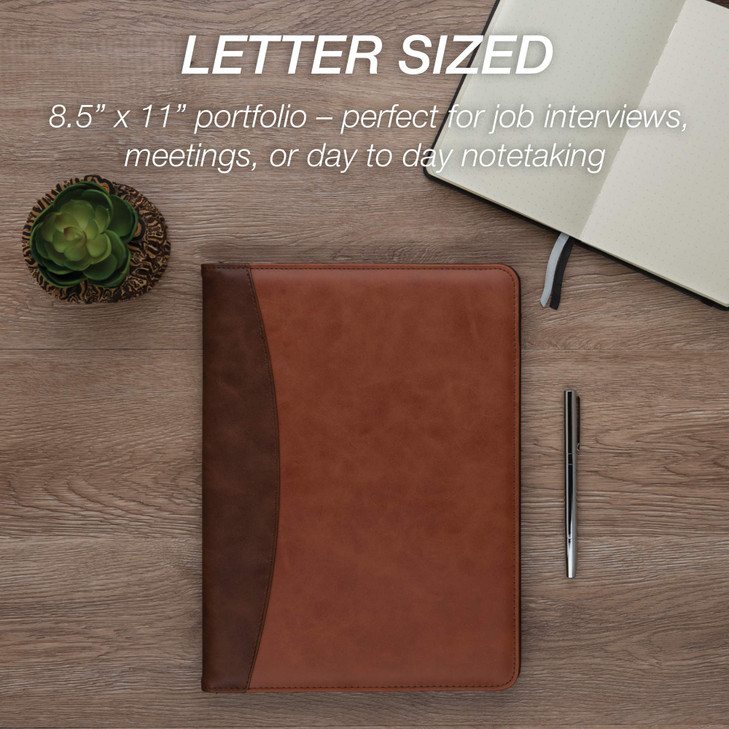 Samsill Two-Tone Padfolio, Resume Portfolio, Business Portfolio, with 8.5 x 11 Writing Pad, Brown and Dark Brown
