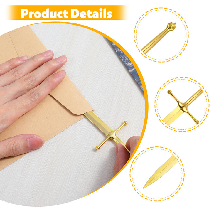 ZEYIYER Letter Openers, Gold Letter Openers Envelope Slitter, Decorative Envelope Opener Tool, Vintage Mail Opener for Office Supplies