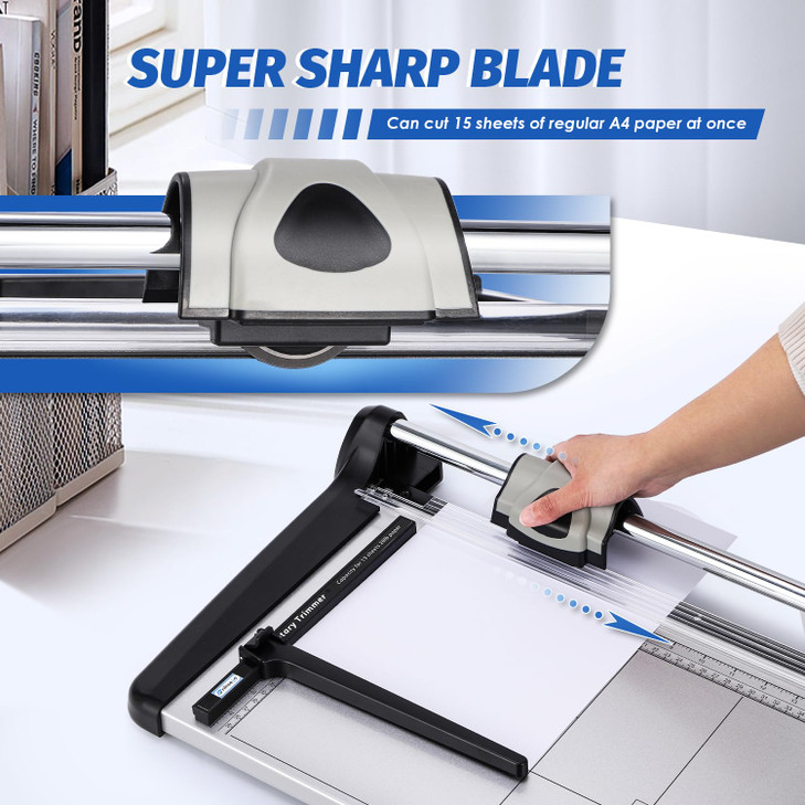 Frifreego Rotary Paper Trimmer, 15 Sheets Heavy Duty Paper Trimmer, 360mm(14.17") Cutting Length, Commercial Grade Rotary Paper Cutter for Home/Offic