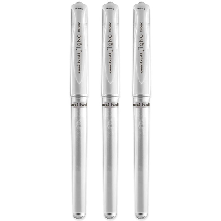 Uni-Ball UM 153 Signo Broad Point Gel Pen - White - Pack of 3