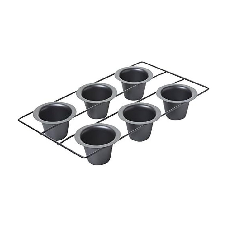 Chicago Metallic 6-Cup Popover Pan, Heavyweight Aluminized Steel with Nonstick Coating, Ideal for Yorkshire Pudding, Muffins, and Popovers