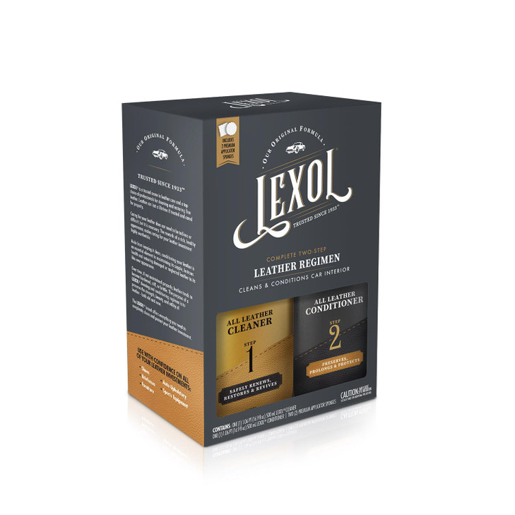 Lexol Leather Conditioner and Cleaner Kit by Lexol, Use on Furniture, Car Interiors, Shoes, Handbags, Includes 2 Application Sponges, Two-Step System