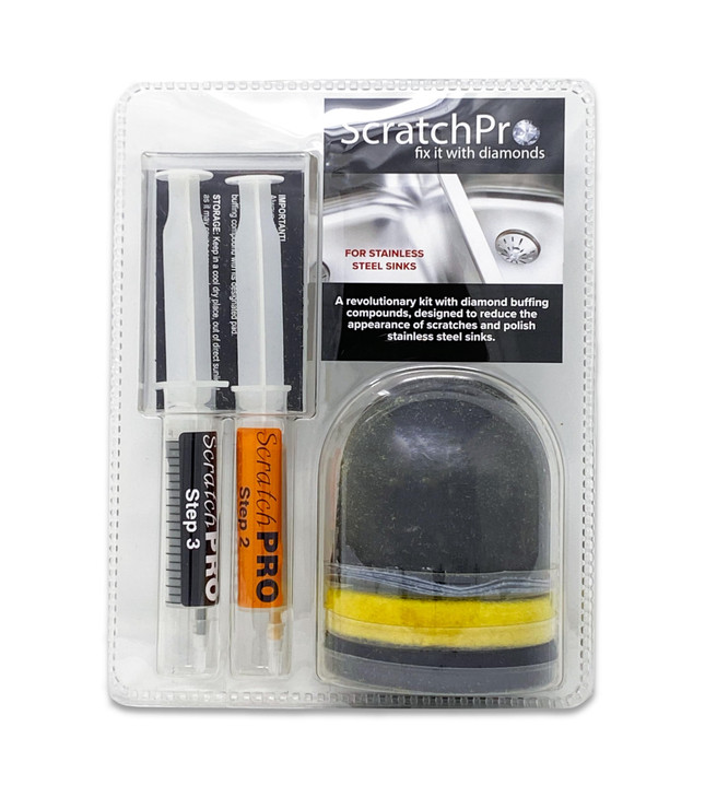 Scratch Pro Stainless Steel Sink Cleaner & Polish Kit - Removes Scratches, Restores Shine & Finish - 3-Step Sink Restoration System for Kitchens with